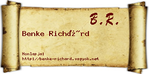 Benke Richárd névjegykártya