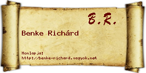 Benke Richárd névjegykártya